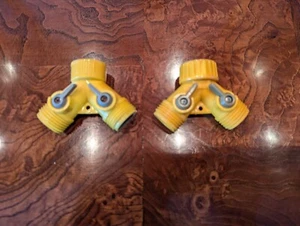 2 Y Connect Dual Garden Hose & Facet Outdoor Adapter Connectors - Picture 1 of 7