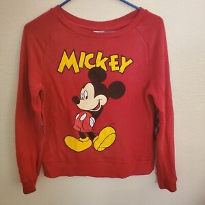 Disney Mickey Mouse Womens Long Sleeves Red Size Medium Sweatshirt Crewneck...