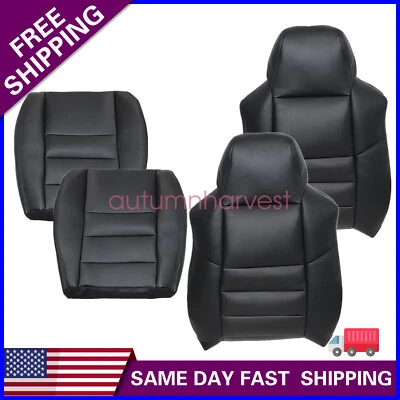 For 2002 2003 2004 2005 2006 2007 Ford F250 F350 F450 XL Front Seat Covers Black - Image 1 of 4