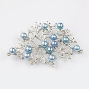 5-6mm Silver-blue Japanese Akoya Pearl Brooch Sterling Silver Pendant,2.46" - Picture 1 of 5