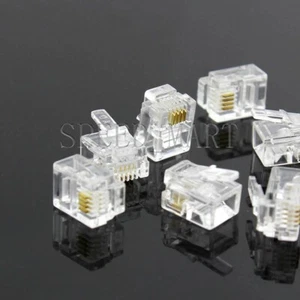 100pcs 6P4C CAT3 4 Cavi Spina Modulare Ethernet Placcato Oro Connettore di Rete - Foto 1 di 5