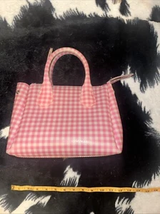GIANNI CHIARINI GUM Design Pink/silver Plaid Print Gingham satchel Tote Bag - Picture 1 of 5
