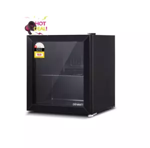 Brand New Devanti 46L Bar Fridge Glass Door Beverage Refrigerator Cooler Black - Picture 1 of 4