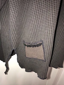 Bluse Gr. XL dunkelgrau & schwarz Hahnentritt Stretch Langarm Tasche wendbar - Bild 1 von 16