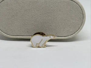 Polar Bear Gold Tone Vintage Lapel Pin Enamel - Picture 1 of 8