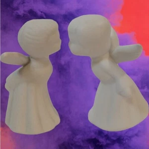 Küssende Engel weiß Biskuit Porzellan Figuren 2er Set / Vintage Engel - Bild 1 von 20
