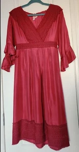 Anthropologie Plenty by Tracy Reese 100% Silk Burgundy Red Dress Size 8 - Picture 1 of 18