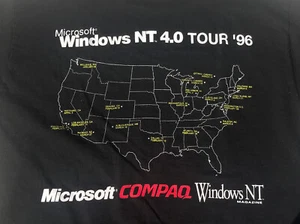 Vintage Microsoft Windows NT 4.0 Tour  1996 T-Shirt Mens Size Large - Picture 1 of 6