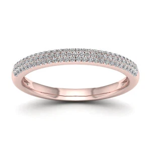 10k Rose Gold 0.25 Ct Diamond Eternity Engagement Ring Sz 6 Clarity I2 Color H-I - Picture 1 of 7