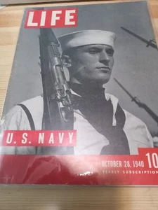 Life Magazine October 20, 1940 70 Pages on the US Navy Vintage Ads - Picture 1 of 2