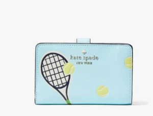 Cartera Kate Spade Grand Slam Tenis Mediana Compacta Doble Plegable Nueva con Etiquetas - Imagen 1 de 3