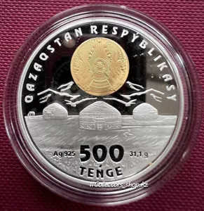KAZAKISTAN: Yurta KIIZ UI feltro casa 1 oz argento 500 Tenge 2021 prova ologramma - Foto 1 di 7