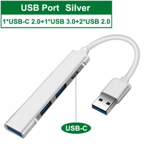 New USB 3.0 to 4 Port USB C HUB USB 3.0 Multi Splitter Adapter OTG For Computer - Picture 1 of 12