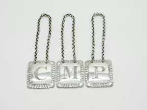 George III Set of Sterling Silver Decanter Labels Port, Claret, Madeira Antique - Picture 1 of 10