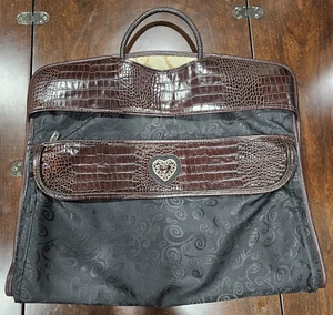 Brighton Garment Bag Brown Croc Leather with Signature Silver Heart Good Cond - Picture 1 of 10