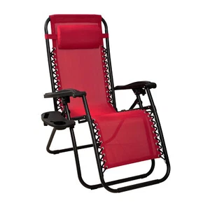 Elevon Adjustable Zero Gravity Recliner Lounge Chair for Outdoor Deck, Burgundy - Picture 1 of 11