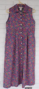 Prendisole donna vintage April Cornell bottoni rosa floreale rayon boho cottage taglia S - Foto 1 di 11