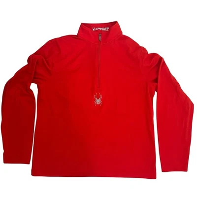 Pulôver Spyder masculino quarto de zíper curto médio vermelho sólido manga longa - Imagem 1 de 4