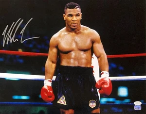 Mike Tyson Signed On Left 16x20 Boxing Stare Down Photo JSA - Picture 1 of 3