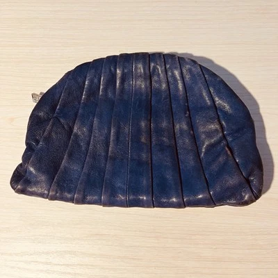 Womens Kooba Leather Semi Circle Zip Makeup Bag Clutch Boho Distressed  Festival - Image 1 of 4