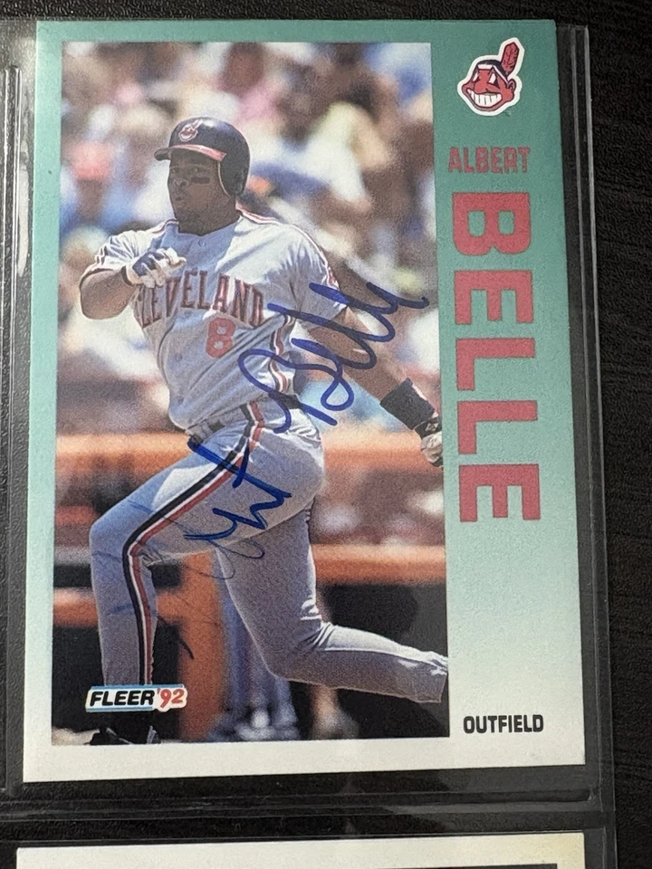 Tarjeta automática firmada 1992 Fleer #105 Albert Belle Cleveland Indians rara ¡Guau! Foto 1 de 1