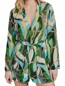 L'Agence Arabell Romper Sea Green Swirl Chiffon Belted Women's Size 0 NWT - Picture 1 of 5