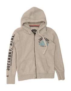SUPERDRY Womens Graphic Zip Hoodie Sweater UK 14 Medium Grey Cotton IA01 - Picture 1 of 3