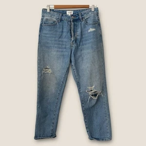 Seed Jeans AU 6 US 2 High Rise Distressed Button Fly Blue 100% Cotton Denim Y2K - Picture 1 of 9