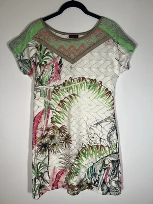 Minivestido bordado vintage Y2K Custo Barcelona aves tropicales talla M bohemio Foto 1 de 4