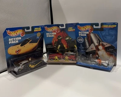 HOT WHEELS ACTION PACK LOT OF 3 Solar Racing, John Glenn & Fire Fighting - Image 1 of 4