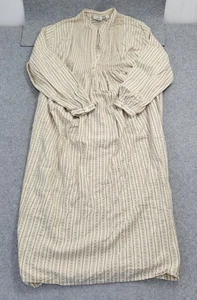 LL Bean Nachthemd Damen 1X Creme Blau Gestreift 100% Baumwolle Langarm Pyjama - Bild 1 von 12