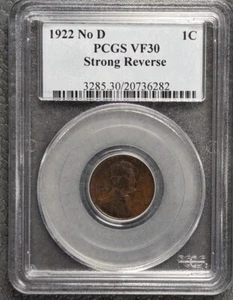 1922 No D "Plain" Lincoln Cent PCGS VF 30 Strong Reverse RARE - Picture 1 of 2