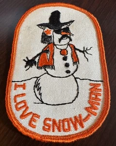 VINTAGE SNOWMOBILE LOVE SNO-MAN PATCH ABOUT 3" X 4" NEW (P86) - Picture 1 of 1