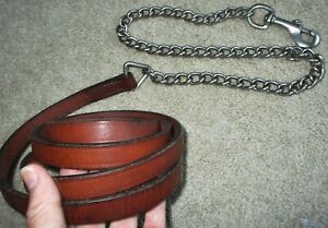 Chestnut Leather Show Halter lead with chain shank- Excellent Condition