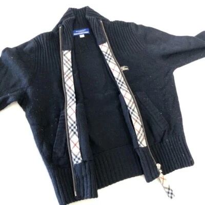 Cárdigan tejido Burberry Blue Label negro cachemir Nova Check auténtico para ... - Imagen 1 de 4