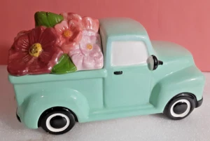 RARE Green Pickup Truck w/Removeable Flower Bed Cookie Jar - Picture 1 of 10