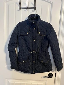 #3434. Jason Maxwell Navy Quilted Women's Jacket w/Pockets & Gold Hardware.  S - Picture 1 of 14