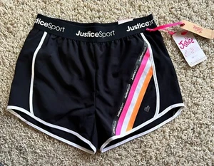 Justice Girl J-Sport Running shorts Size m 10  Logo+stripe accent Elastic Waist - Picture 1 of 12