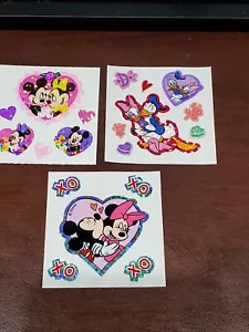 3 Vintage Sandylion Valentine Mickey Minnie Donald Daisy Mods Prisma Aufkleber - Bild 1 von 4