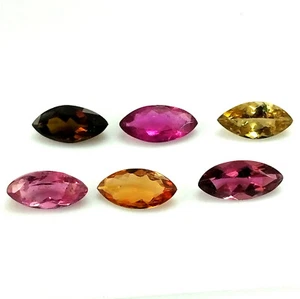 4X8 mm Pear Natural Faceted Multi Color Tourmaline Wholesale Gemstone 6 Pieces - Picture 1 of 5