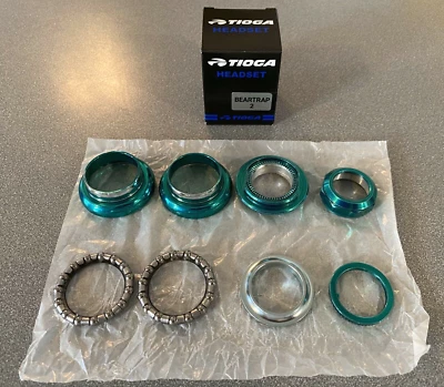 OLD SCHOOL BMX TIOGA BEARTRAP 2 HEADSET CANDY GREEN 1" threaded NEW tange gt - Image 1 of 2