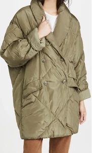 Free People Women's Puffa Ella Olive Green Oversized Jacket Size XL Fits XXL NWT - Picture 1 of 6