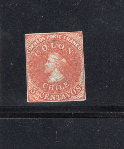 CHILE 1853 First London printing 5c SOFICH 1 scarce wmk. 2 rare RED cancel Cover