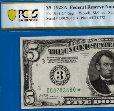 1928A $5 FRN PCGS 50 - Second Highest Graded Philadelphia Star - Fr 1951-C* - Image 1 of 4