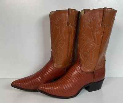 1970s Justin Lizard Teju Cowgirl Boots 7.5 C USA Made Snip toe - Image 1 of 4