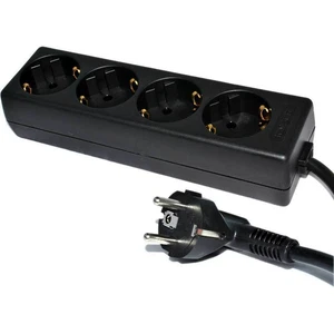 3m 4 Way Gang European 16 Amp Mains Extension Schuko Sockets Black [006073] - Afbeelding 1 van 12