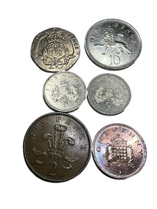United Kingdom 20,10,5,2,1 New Pence. Set Of 6 Coins From 1975 To 2006 VF - Picture 1 of 5