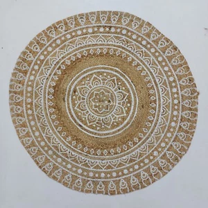 Alfombra 100% Natural Yute Bohemia Reversible Área Redonda Alfombra Alfombra Trapo Hogar - Imagen 1 de 3