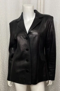 Chaqueta JOHN CARLISLE ESSENTIALS Talla Mediana Abrigo de Cuero Negro - Imagen 1 de 3