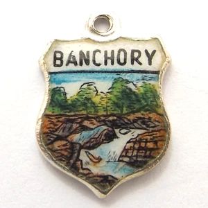 BANCHORY Scotland vintage sterling silver and enamel travel charm River Dee - Picture 1 of 5